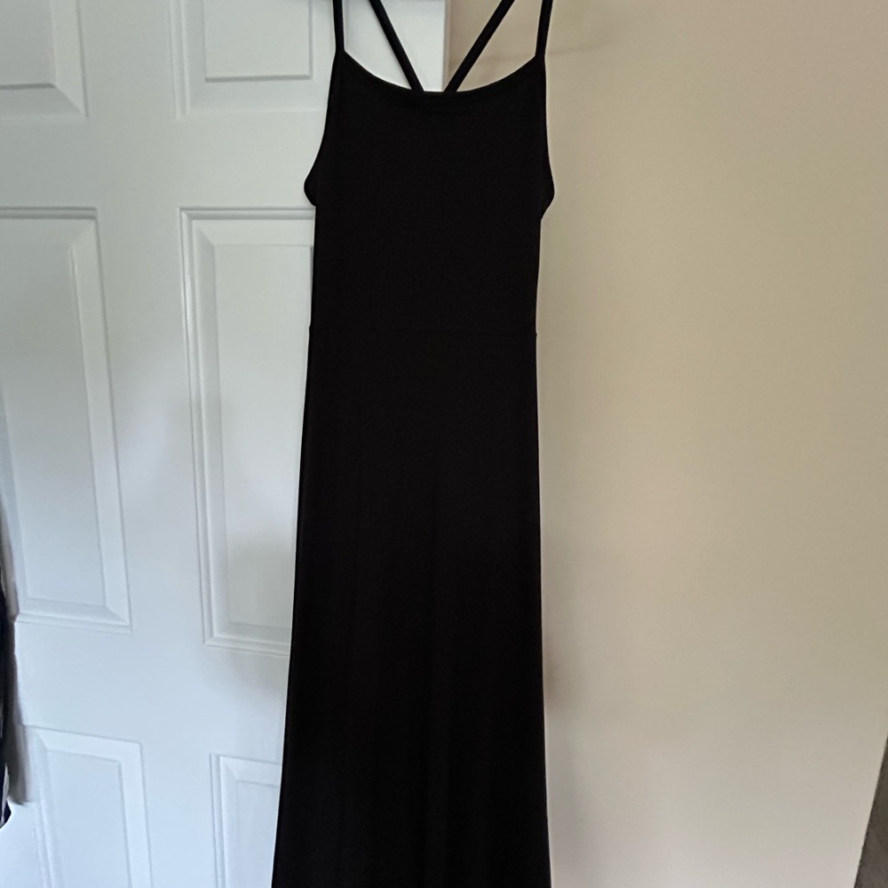 Pact Black Spaghetti Strap Midi Dress.  With pockets!